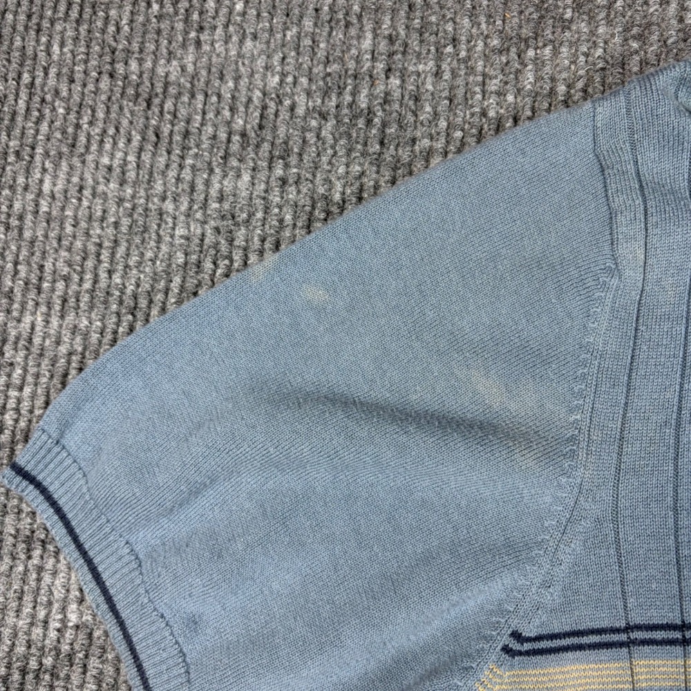 Pierre Cardin Shirt Mens L Blue Striped Knit Polo Short Sleeve Cotton Blend - Picture 7 of 7